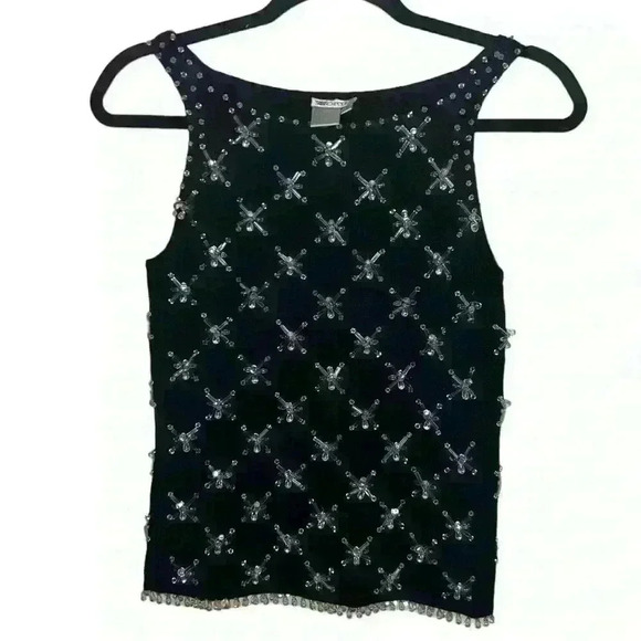 Worth Crystal Embellished Black  Tank Top Size P - Picture 1 of 4